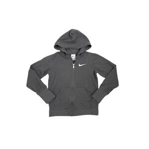 Nike Hoodie Gray Full Zip Up Hooded Sweatshirt Size Youth 5/6